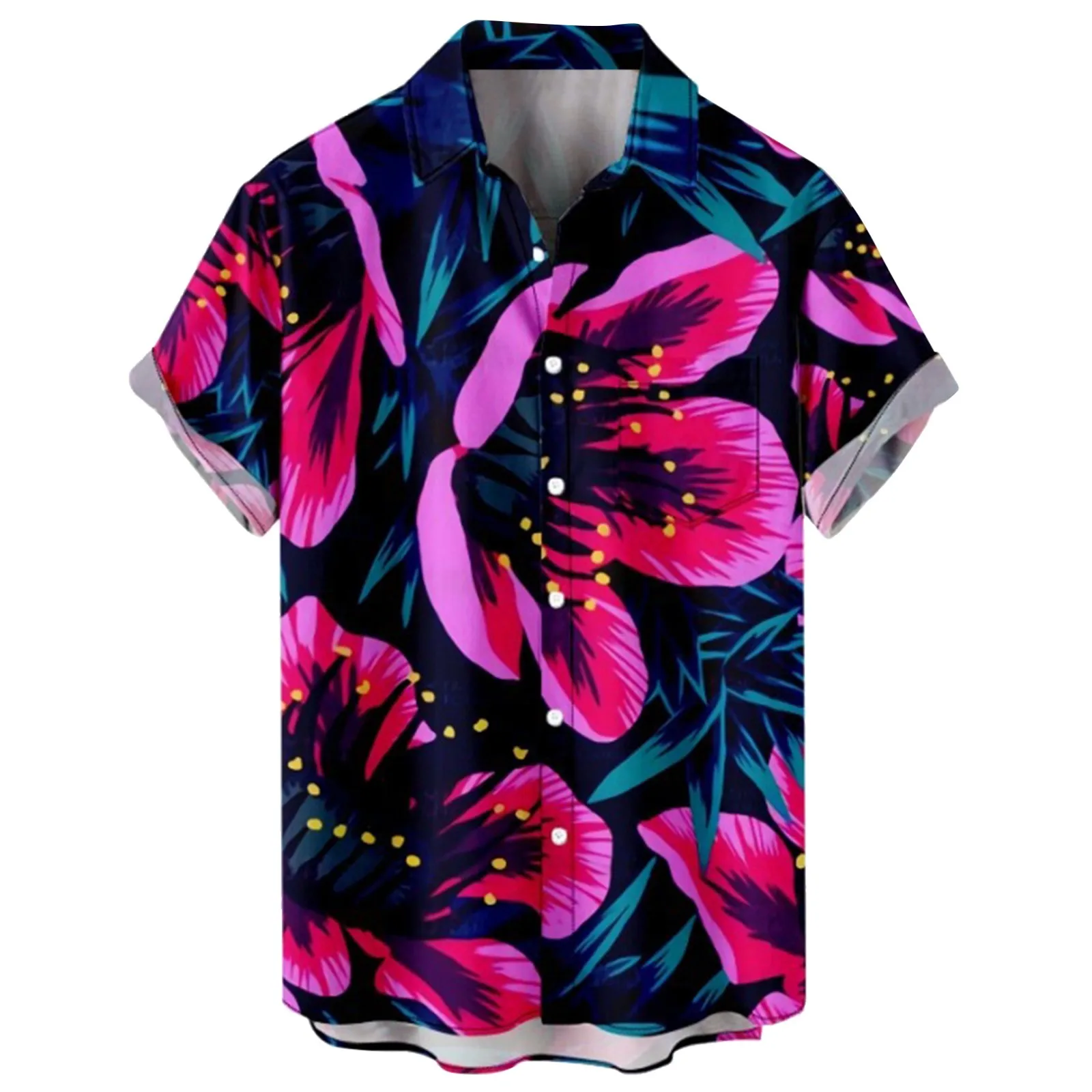 

Hawaiian Shirt Men Summer 3d Big Flower Printed Shirts For Men Holiday Short Sleeve Beach Tops Tee Shirt Men Oversized Blouse