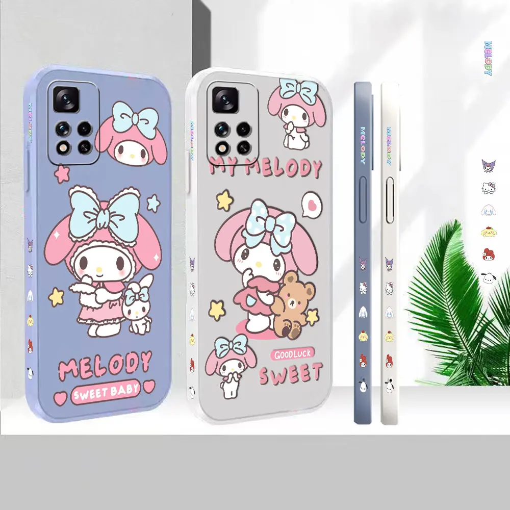 

Cartoon My Melody Case For Redmi Note 12 11 11T 11R 11E 11S 10 10T 9 9S 9T 8 7 7S PRO PLUS 4G 5G Liquid Silicone Cover Funda