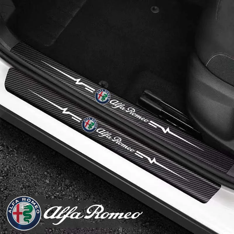 

5Pcs Car Door Sill Protector Sticker Carbon Fiber Tail Bumper Decals for Alfa Romeo Giulia 159 147 156 4C Stelvio Giulietta Mito