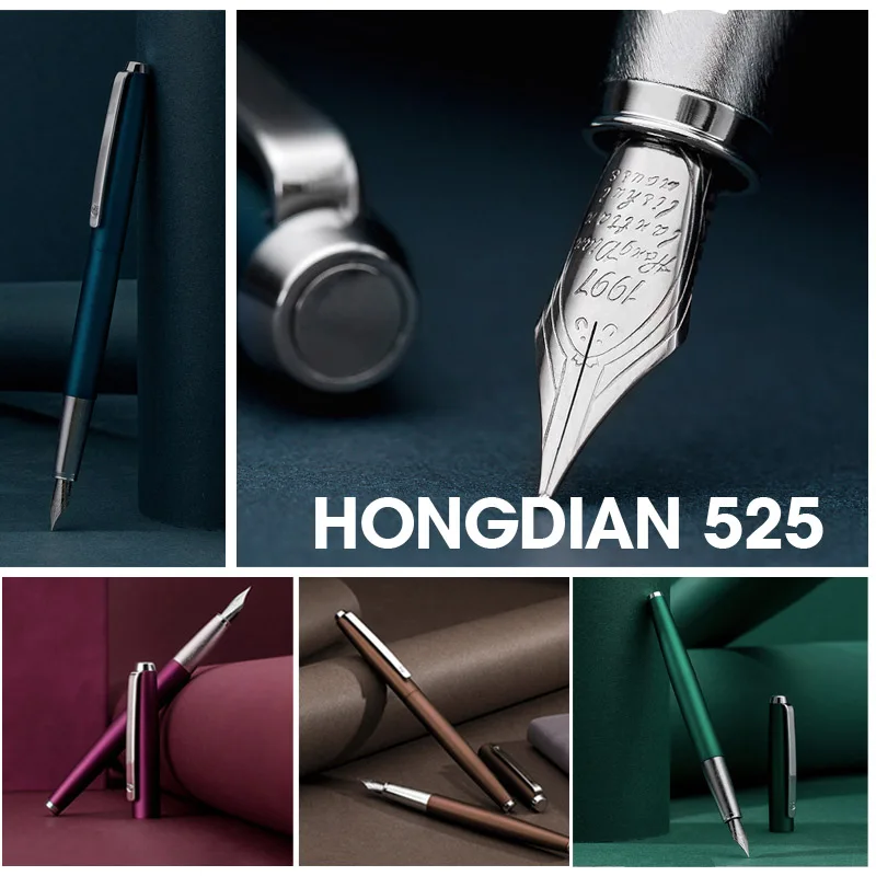 

HongDian 525 Metal Matte Fountain Pen Iridium F 0.5mm nib Ink Pen Fountain-Pen School Office Gift Suppy 2020 New