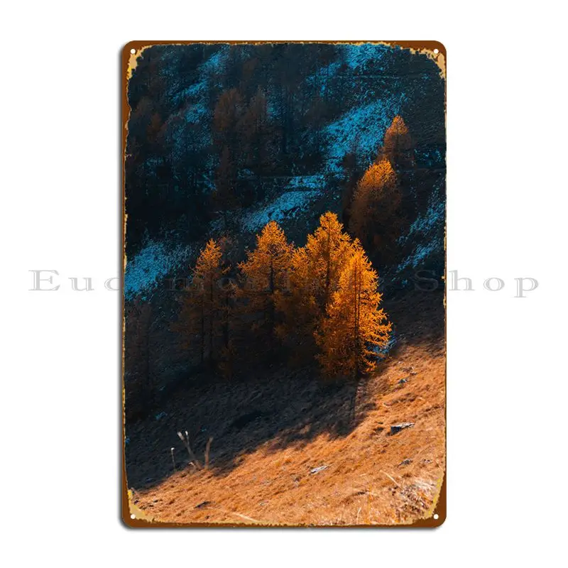 

Fall Trees Metal Sign Wall Mural Wall Cave Create Garage Rusty Tin Sign Poster