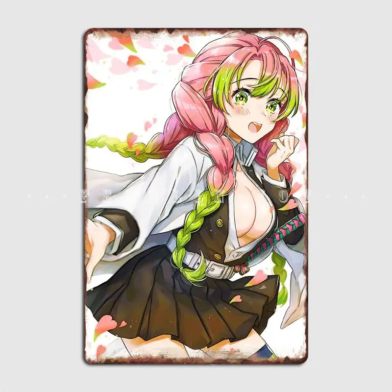 

Mitsuri Kanroji Kimetsu Poster Metal Plaque Wall Pub Living Room Decoration Wall Plaque Tin Sign Posters