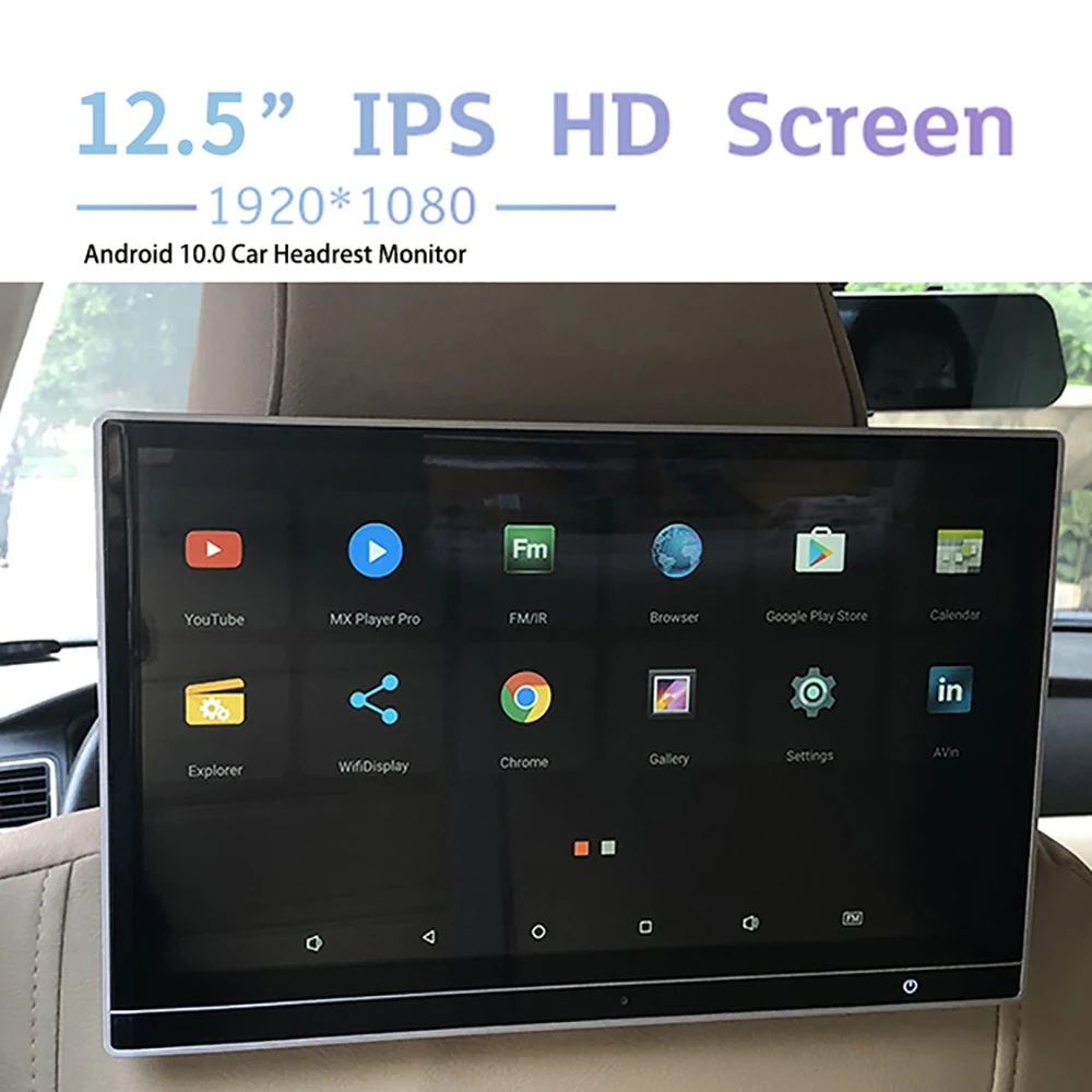 12 5 дюймовый автомобильный DVD-плеер на подголовник 1920*1080 HD Android 10.0 системный