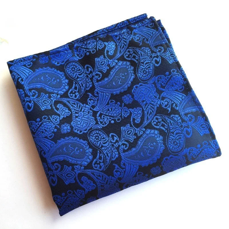 

2/1pcs Blue Men Hanky Pocket Squared Silk Hankerchief Flower Paisley Floral Wedding Party Gift for Man Accessory
