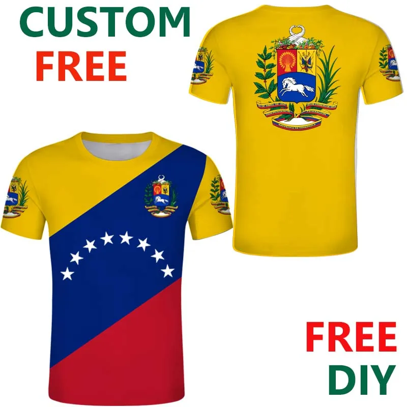 

Venezuela Free Custom Flag Coat Of Arms T Shirt Bolivarian Republic Men Emblem Shirts DIY States City Name Number T Shirt