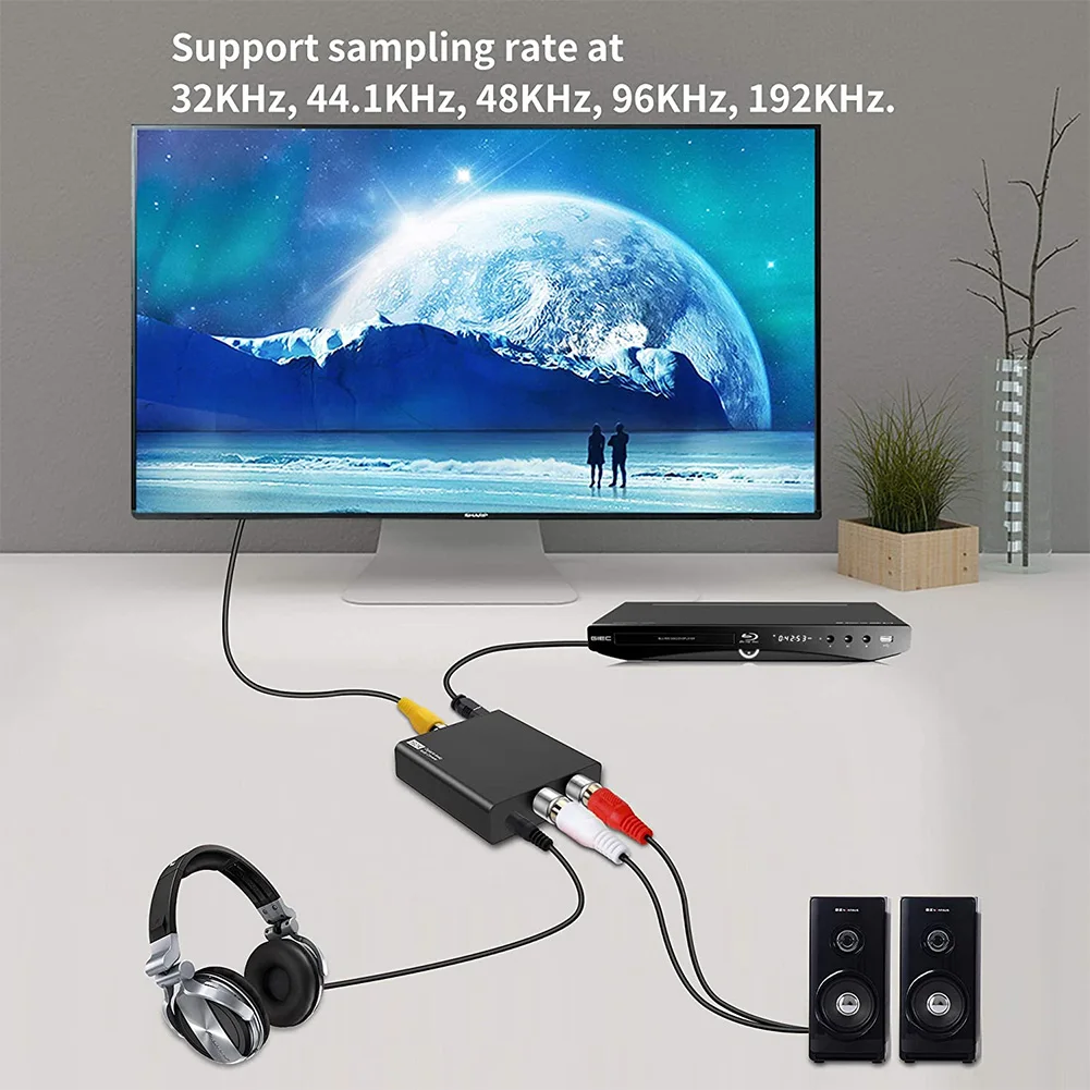 

Digital to Analog Audio Converter 192kHz Aluminum Optical to RCA Digital SPDIF TOSLINK Adapter for PS4 / Xbox / HD DVD 3.5mm