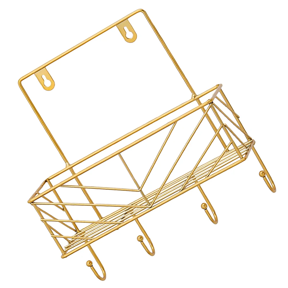 

Wall Shelf Storage Iron Rack Hanger Shelvesmultifunctional Hook Hooksdecorative Mounted Ironing Mount Rustic Wood Wrought