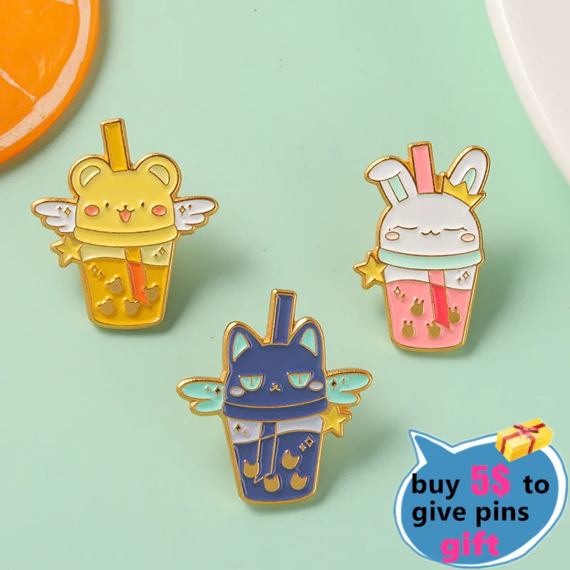 Оптовая продажа японское аниме эмалированная булавка снег кролик кот цербер