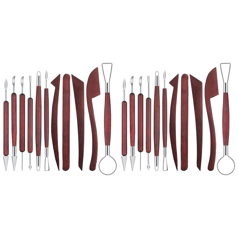 

22 шт. глина, искусственная деревянная ручка, глина, гончарные изделия, инструменты для скульптурирования «сделай сам», искусственные инструменты, двойной инструмент