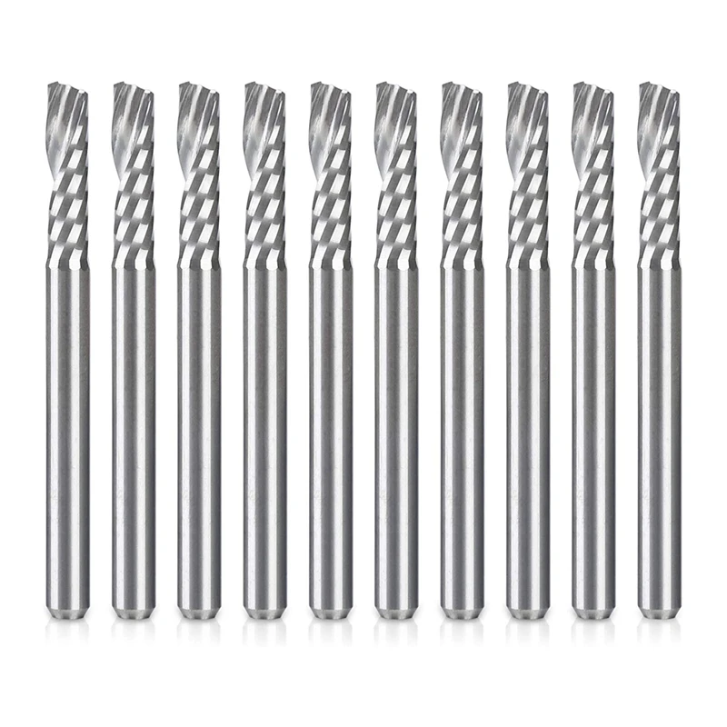 

Hot 10 Pack CNC Router Bits 1/8 Inch Shank Spiral Upcut Router Bit Single Flute End Mill Set Milling Cutter Tungsten Steel Engra