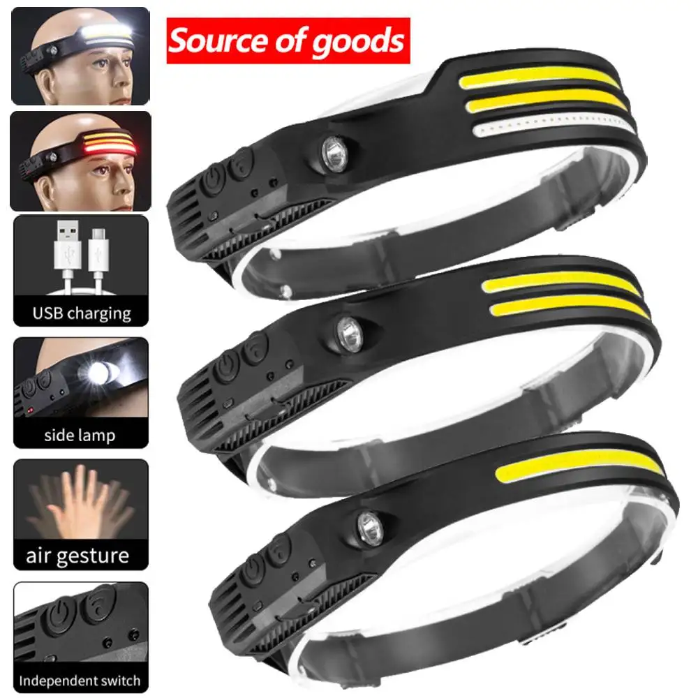 Налобный фонарь с датчиком светодиодный головной светильник со встроенным
