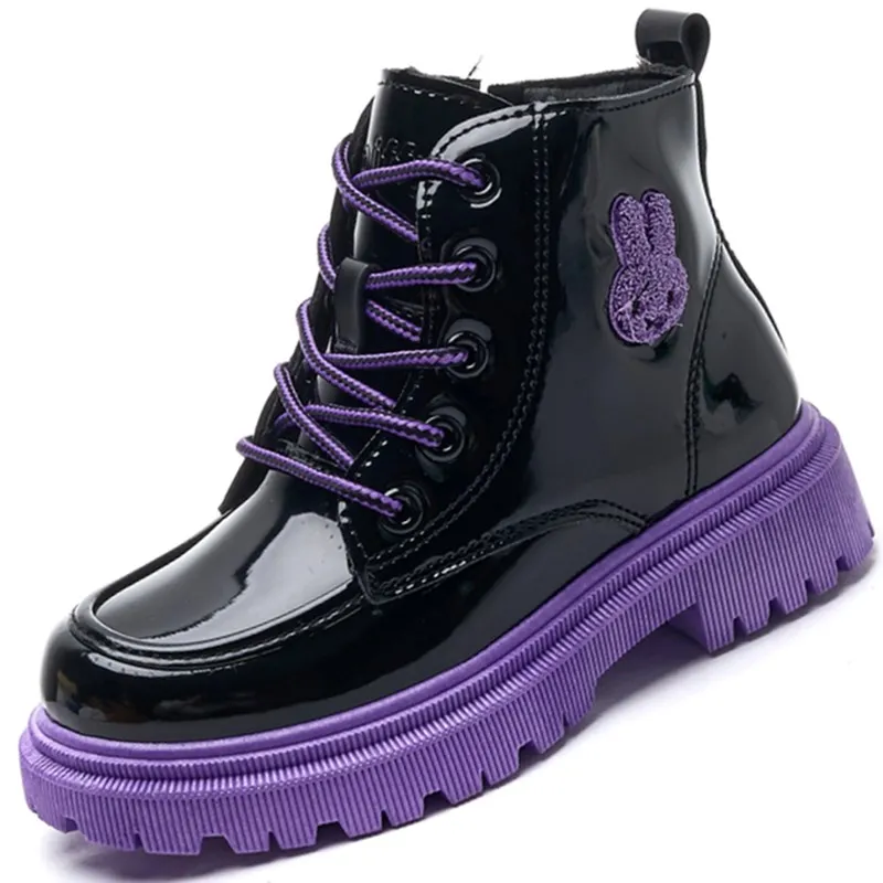 

Brand Children Martin Shoes PU Leather Waterproof Plush Kids Snow Boots Casual Girls Boots Rubber Sole Sneakers 2022 Winter New