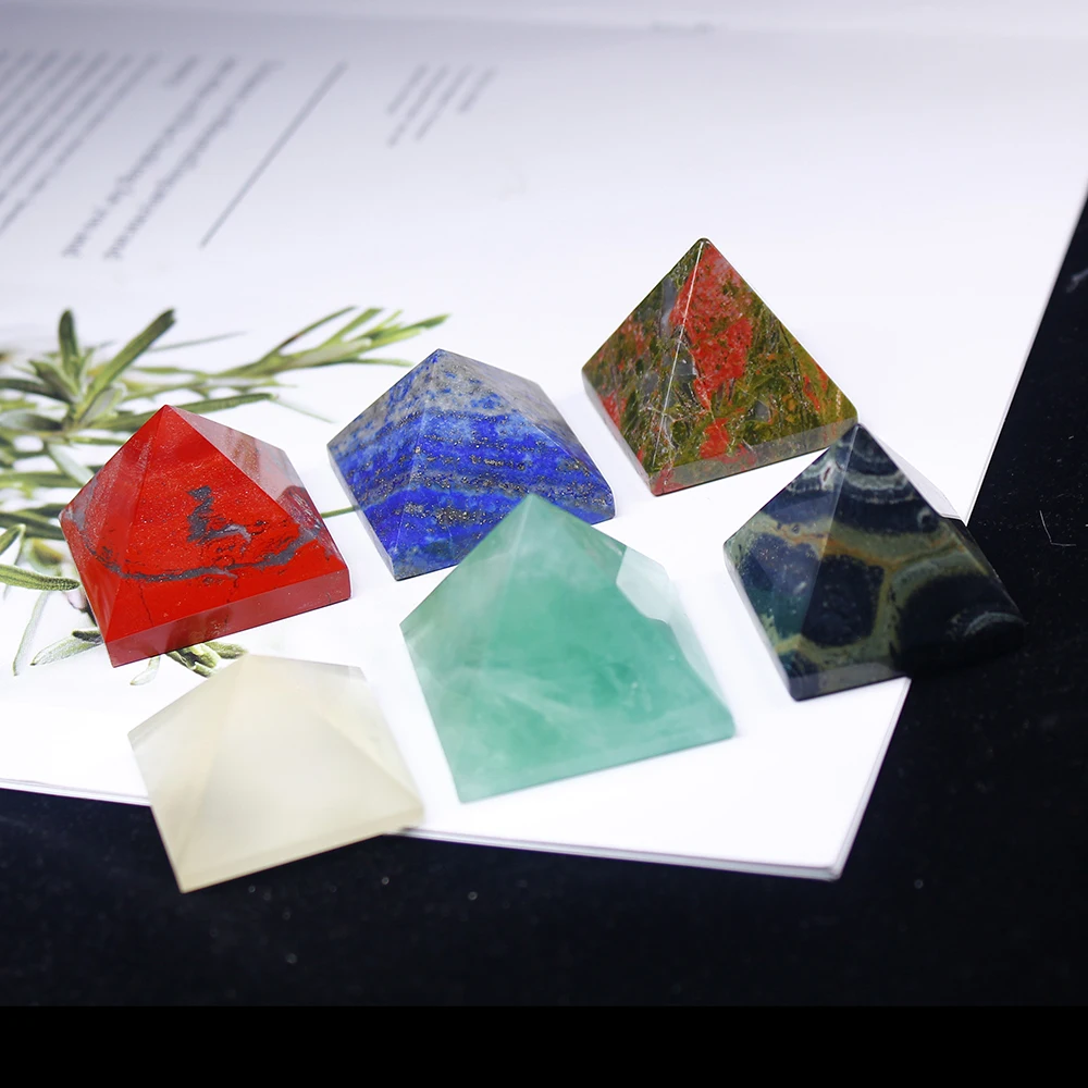 

3cm Mini Natural Crystal Pyramid Healing Lapis Lazuli Rose Quartz Unakite Chakra Gemstone Crafts Reiki Fluorite Home Decoration