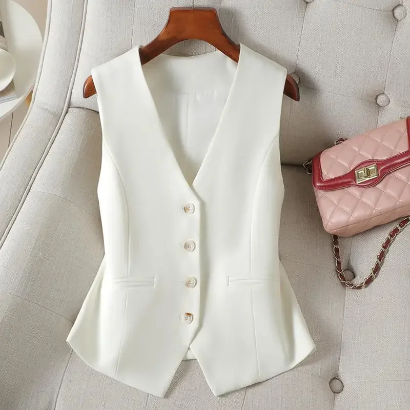 Женский жилет с v-образным вырезом весна-осень 2023 новая модная однобортная куртка