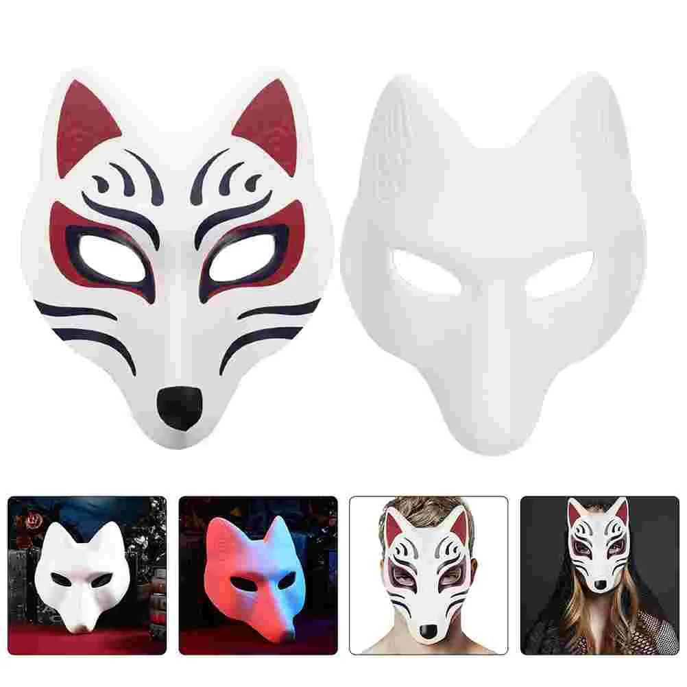 

2 Pcs Fox Mask Animal Masks Adults Blank Cosplay Party Aldult DIY Eva Halloween White Masquerade Bulk Teenager
