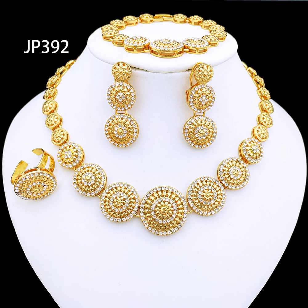 

Dubai Gold Color Jewelry Sets For Women Fashion Jewelry Necklace And Earrings Set ensemble de bijoux en plaqué or italien