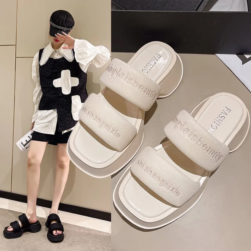 

Women's Sandals Summer New Platform Slippers Woman Outdoor Fashion Open-toe Heightening Sandales Female été Nouveau 2023