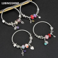 set of 12 pieces stainless steel charms bracelet bracelet new design stretchable bracelets for women fashion jewelry wholesale