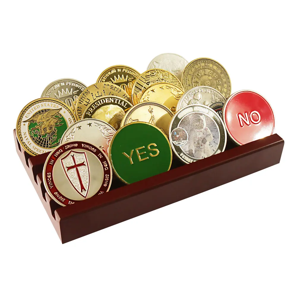 

DisplayGifts Challenge Coin Display Stand Wooden Holder Rack Case Can Hold 20 Coins A Commemorative Coins Display Holder