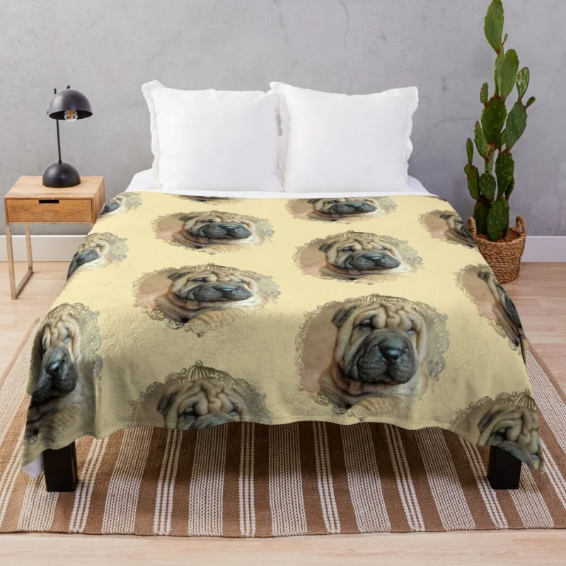 

Shar Pei Puppy Throw Blanket Custom Blankets Beach Blanket