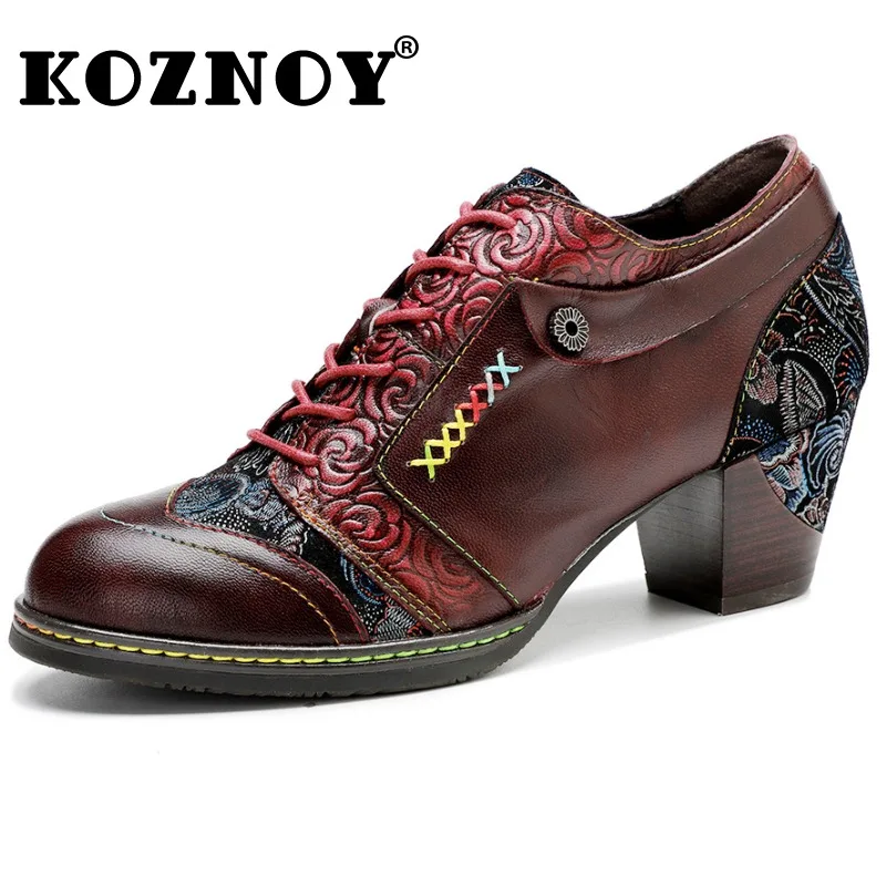 

Женская обувь из овечьей кожи с принтом, на массивном каблуке 5,5 см