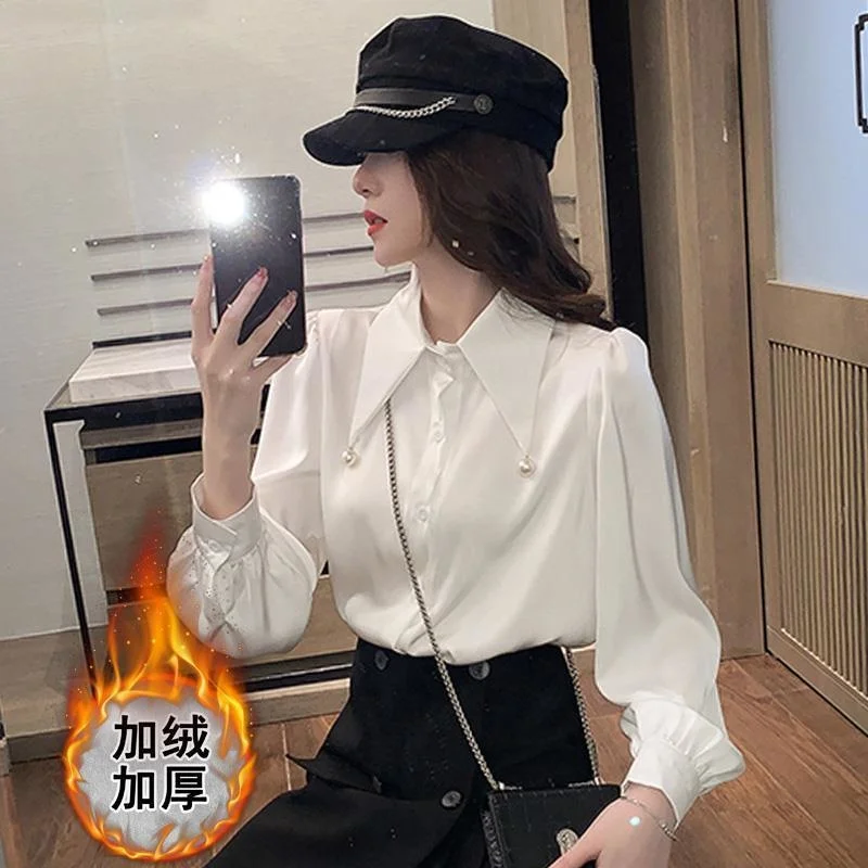 

Shirt Women's Long Sleeve Thickened Top Design Vintage Clothes for Women Tops Shirts Blouses