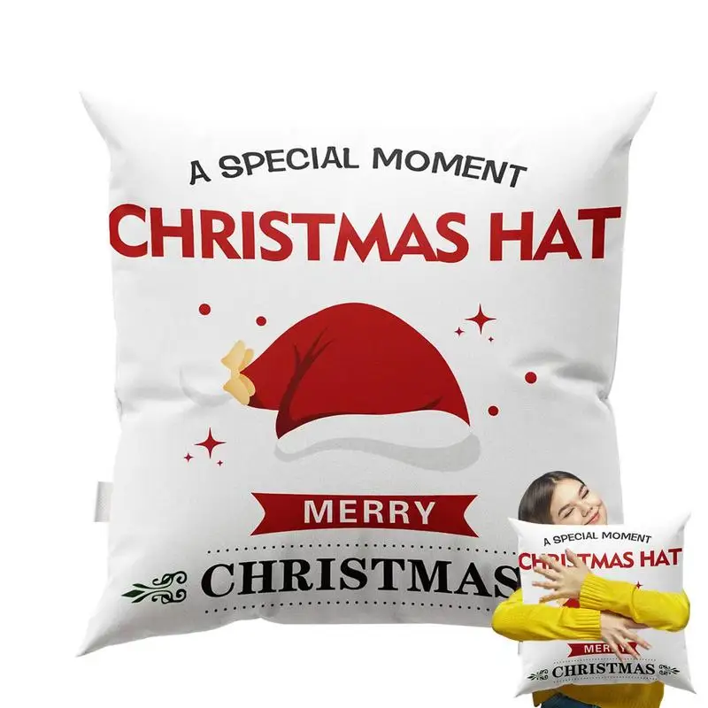 

Christmas Pillow Covers Christmas Themed Cushion Covers 18 X 18 Inches Rustic Linen Farmhouse Decorative Cushion For Sofa
