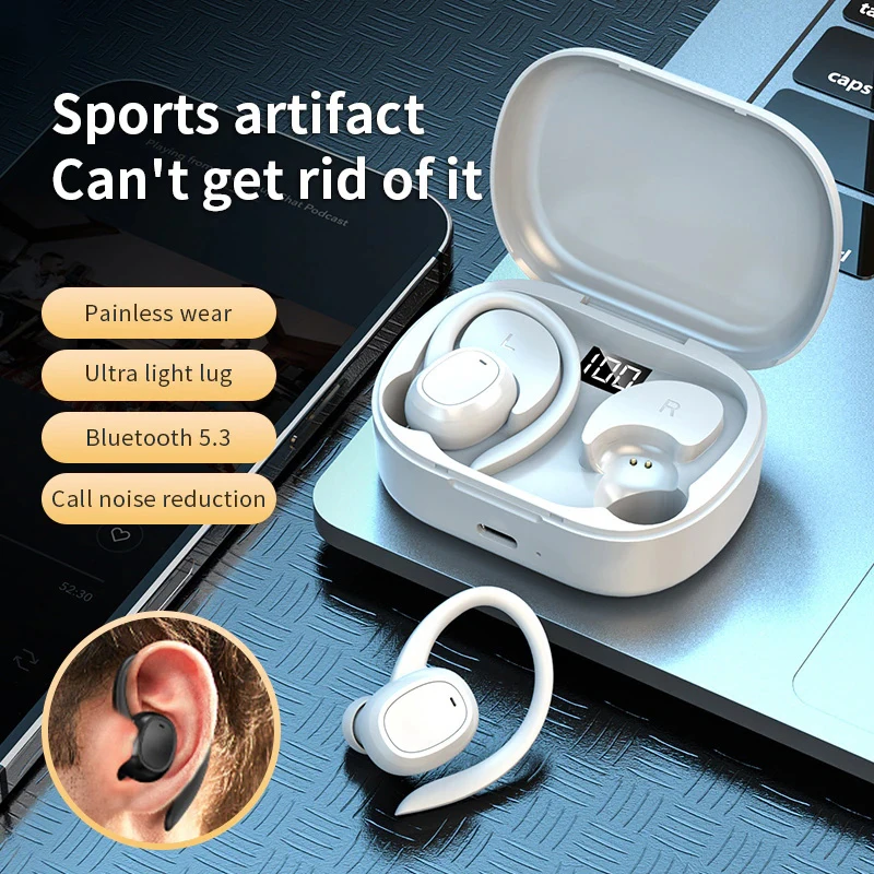 

mzyJBL Wireless Earbuds Bluetooth5.3 Headphones Earhooks In Ear Sport Earphones HiFi Stereo Sound Headset Built in Mic For Phone