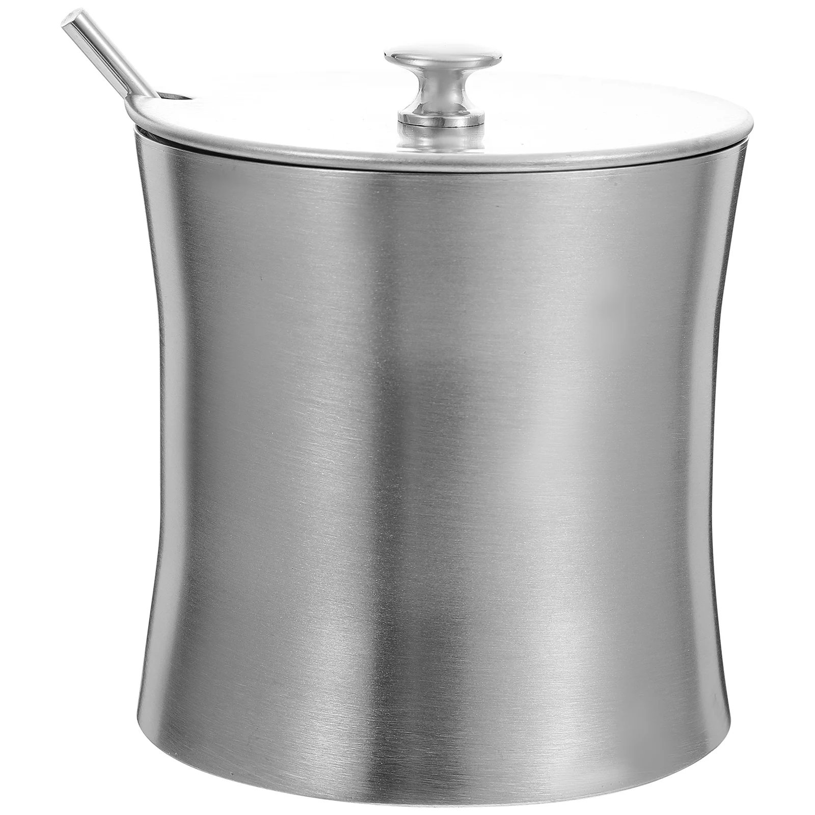

1 set of Stainless Steel Seasoning Containers with Lid and Spoon Jar Condiment Cruet Bottle Salt Pepper Sugar Storage Box