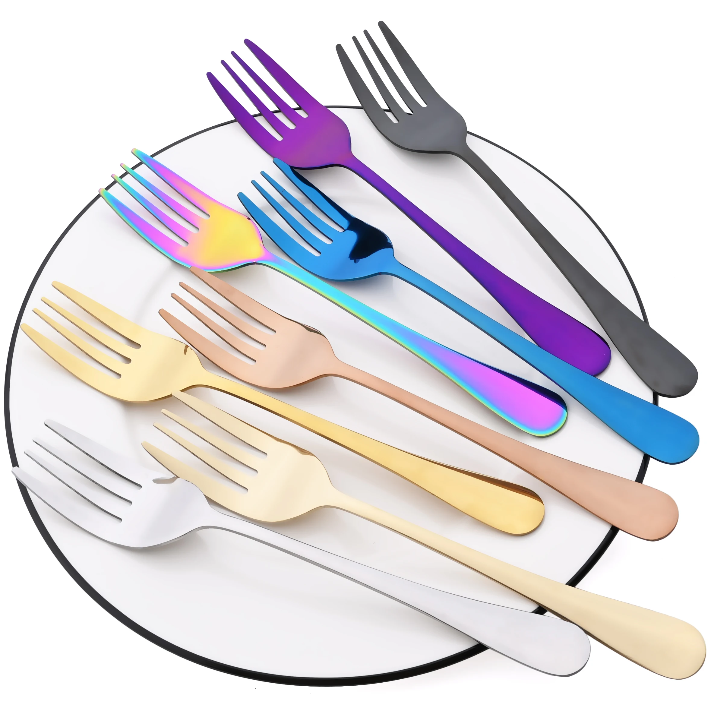 

1 Pcs Black Dinnerware Set Food Salad Fork Tableware Service Fork Cutlery Mirror Stainless Steel Silverware Western Kitchen Kit