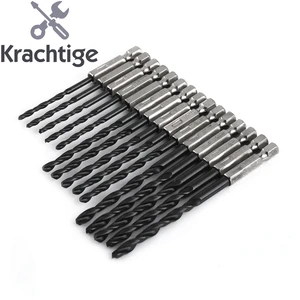 Набор сверл из быстрорежущей стали krachoue, 15 шт., набор сверл из нитридной стали 14 с шестигранным хвостовиком, черные электроинструменты3 мм, 4 мм, 5 мм