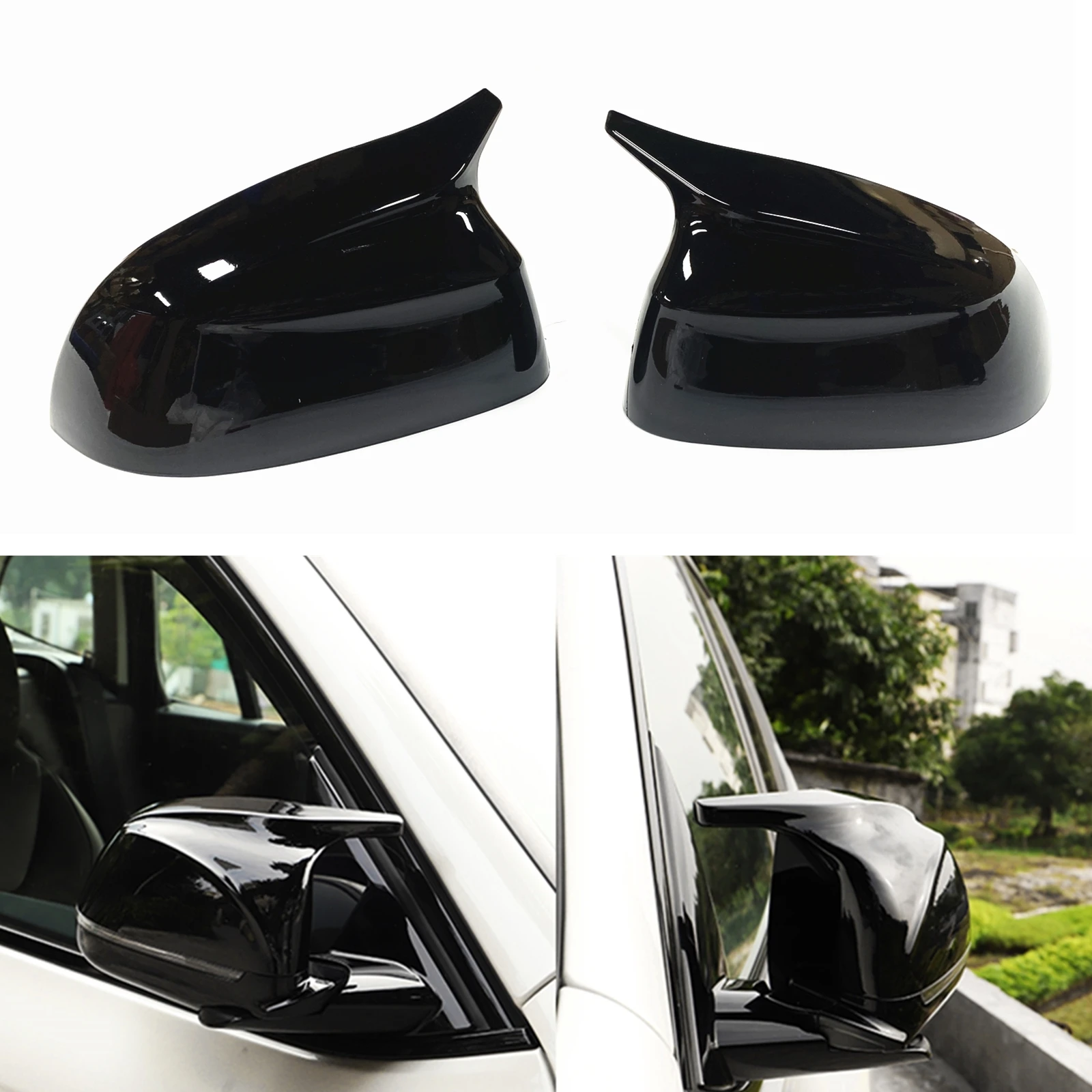 

Glossy Black Mirror Cover Add On For BMW X3 X4 X5 X6 X7 G01 G02 G03 G05 G06 2018-2021 Exterior Rear View Case Rearview Cap Shell
