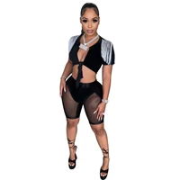 casaul women tracksuit tassel sportsuit matching set sheer mesh streetwear clothes for women outfit