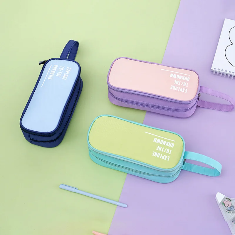 

Portable large capacity pencil case double layer cute pencil bag school student stationery storage bag children pen case handbag