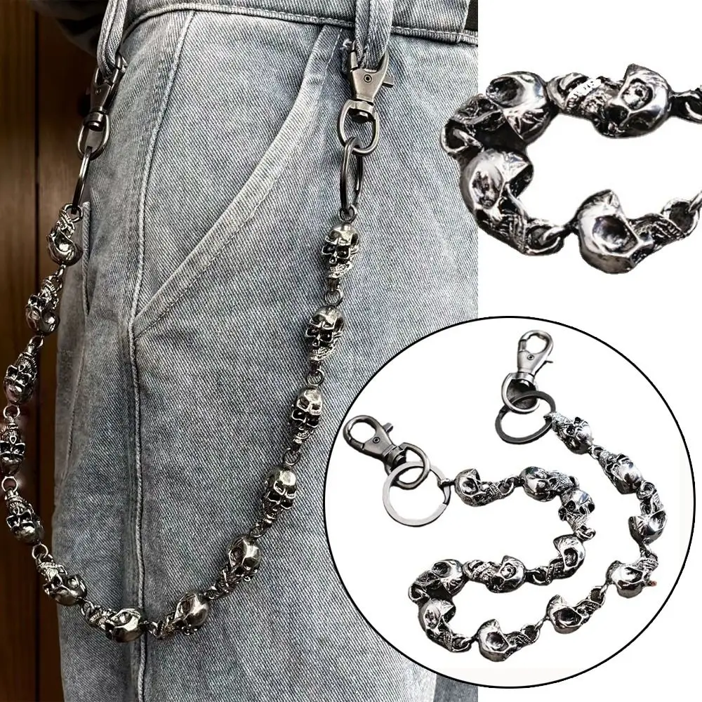 

Fashion Jeans Pants Gothic HipHop Punk Skull Belt Heavy Duty Waist Chain Link Coil Adjustable Strap