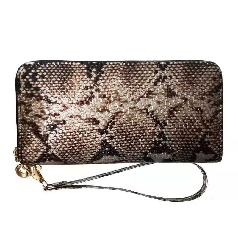 

Fashion Women Snake Leather Wallets Long Zipper Clutch Purse