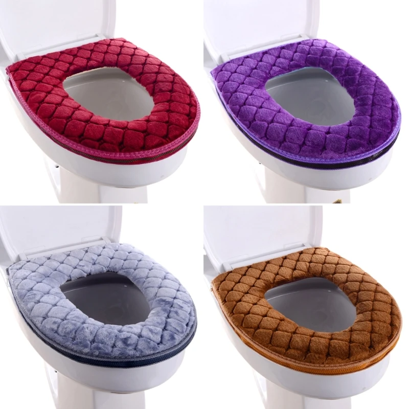 

New Bathroom Toilet Cushion Reusable Warm Toilet Seat Mat Toilet Cover Pads with Zipper, Toilet Seat Cushion Warmer Washable
