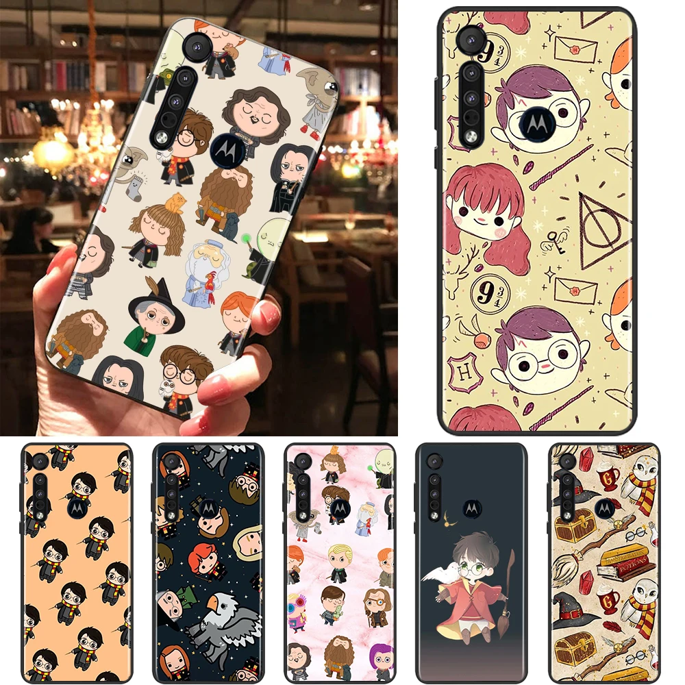 

Cartoon Cute Harry Potter Wand Case For Motorola Moto G9 G8 E20 E7 E6 One Marco Hyper Fusion Power Edge Plus Black Phone Cover