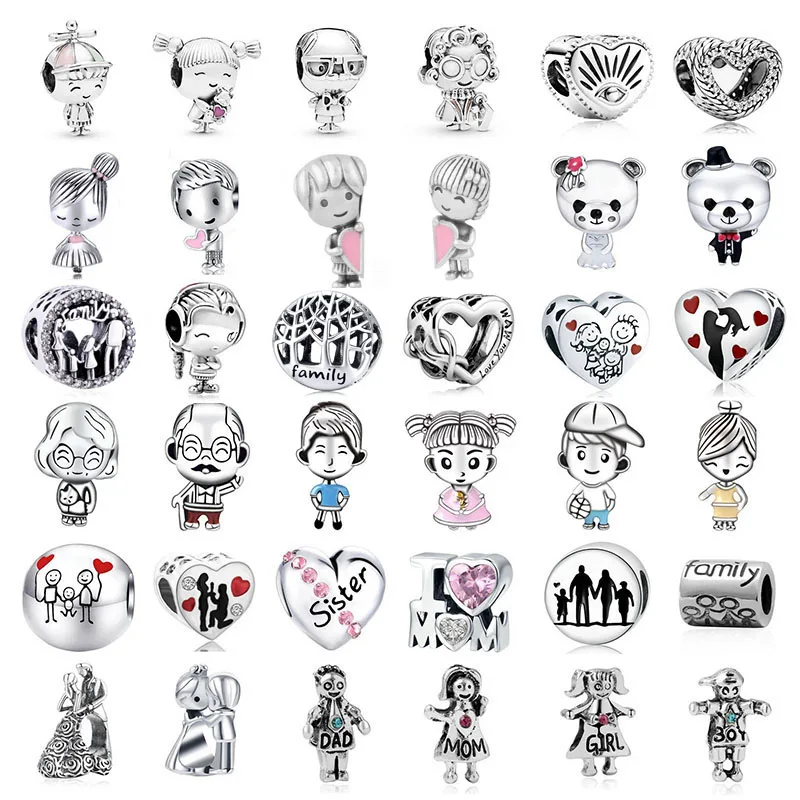 

New Arrival 1pc Family Girl Boy Mom Dad Grandmother Bead Charm Fit European Charm Bracelets Jewelry Making Accessories