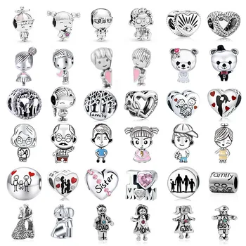 New Arrival 1pc Family Girl Boy Mom Dad Grandmother Bead Charm Fit European Charm Bracelets Jewelry Making Accessories