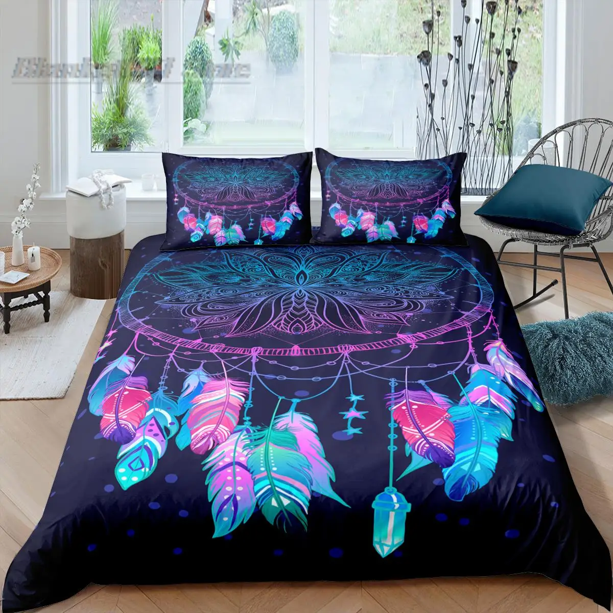 

Bohemian Dreamcatcher Bedding Set 2/3Pcs Nordic Duvet Cover Feathers Comforter Set Single Twin Full Queen King Size Bedclothes