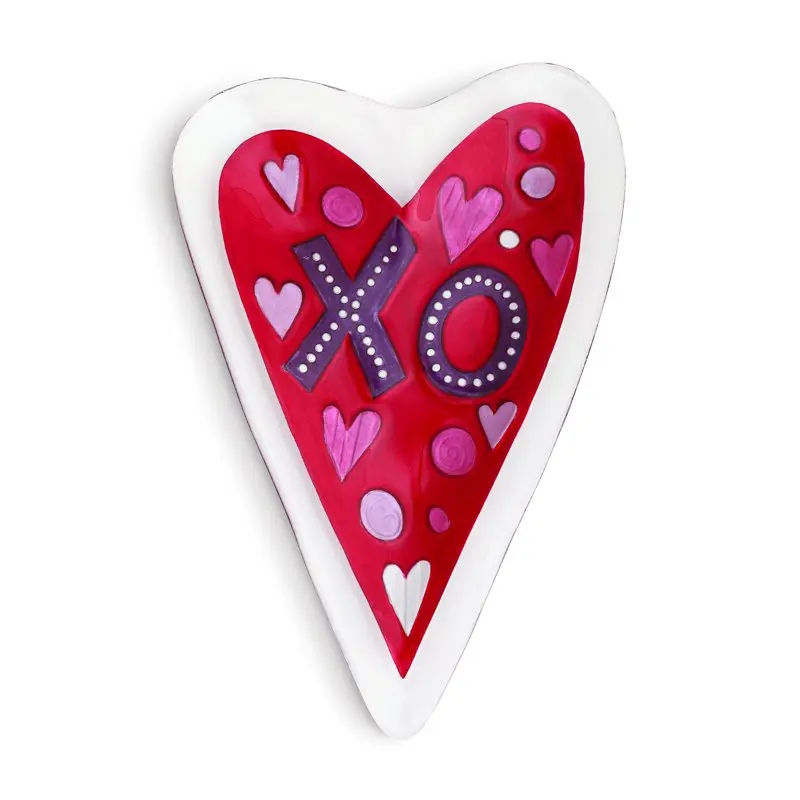 

Red Valentine's Heart Red and Pink 14 x 9 Vibrant Glass Shaped Platter