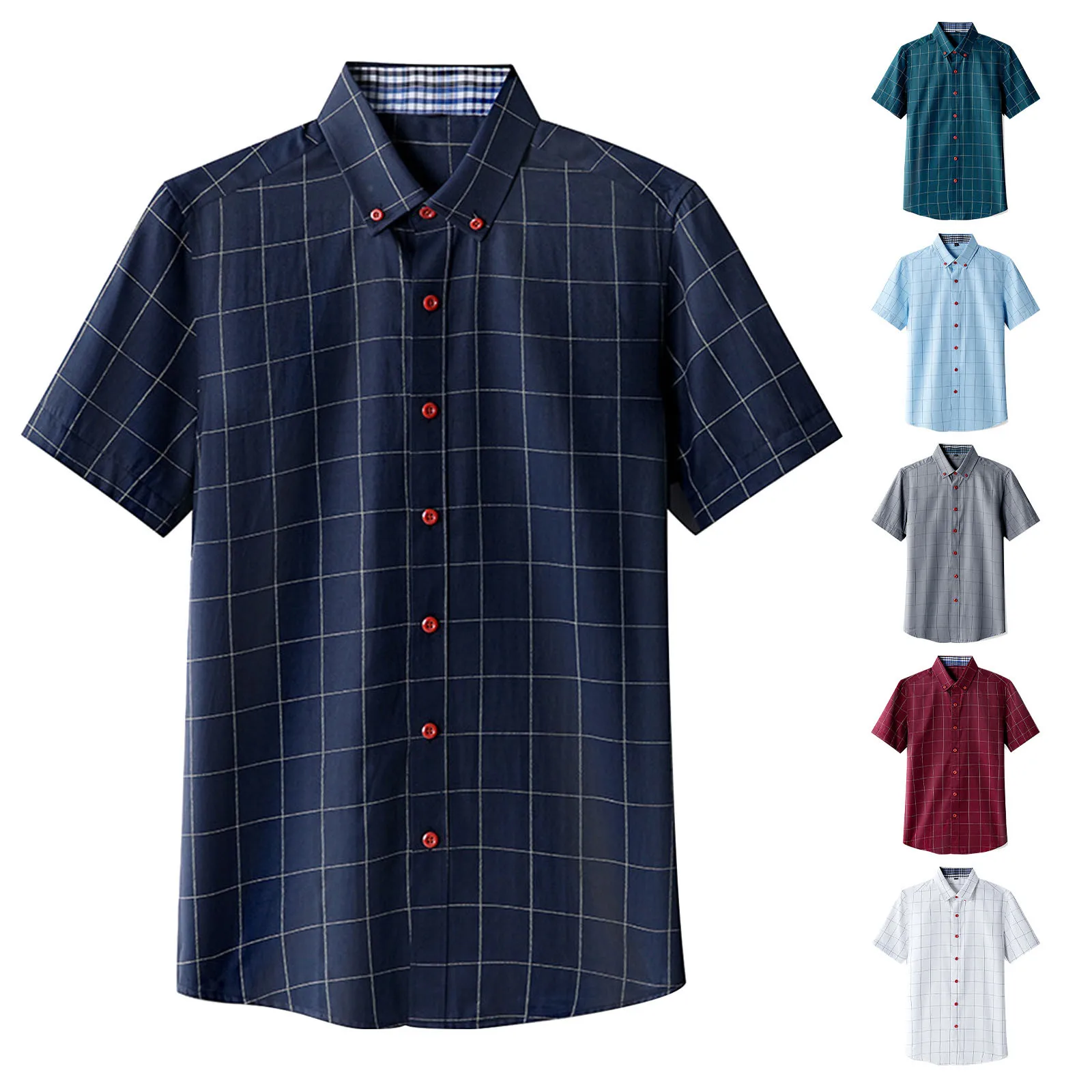 

Men'S Fashion Spring And Summer Casual Short Sleeved Stand Up Beach Solid Shirts 3D Print Camisa Fashion Shirts Tops Button