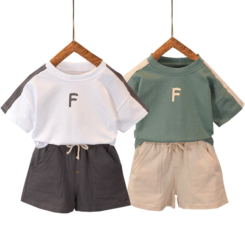 

Boy Set 2022 New Baby Boys Suit Cotton Summer Casual Outing Clothes Top Shorts 2PCS Clothing for Children's Infant Kids Fashion