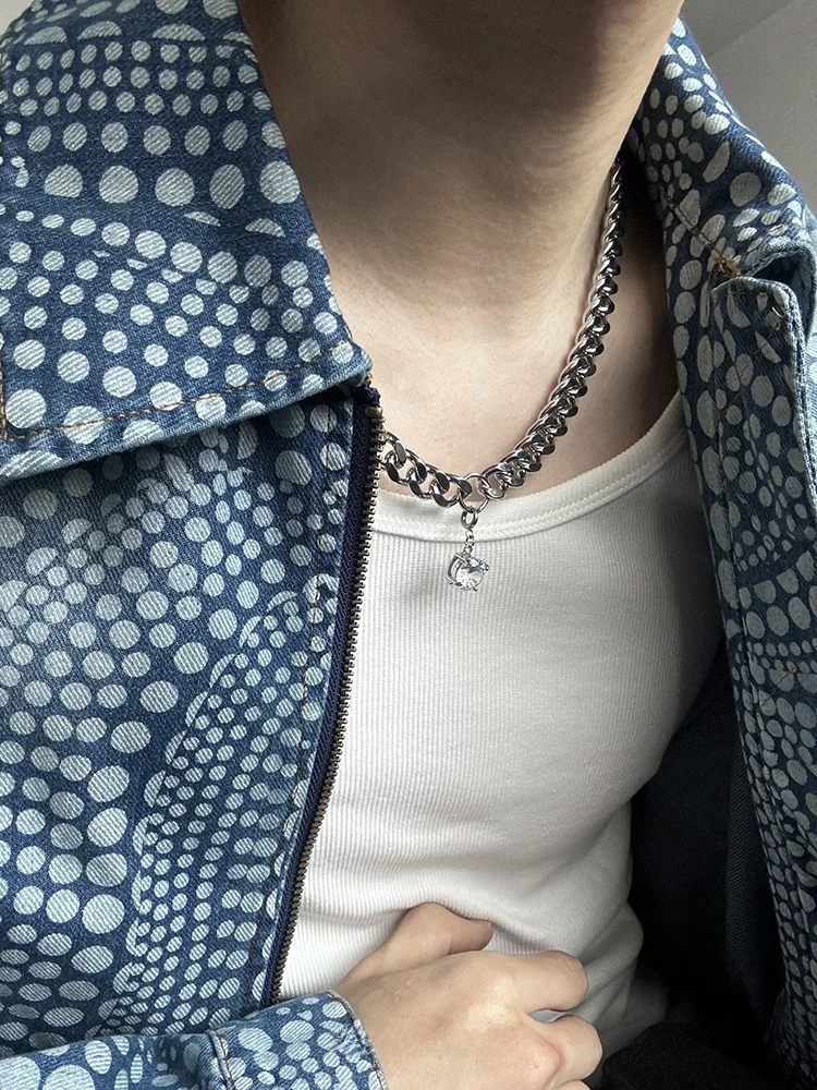 Съемное бриллиантовое толстое кубинское ожерелье мужское высококачественное