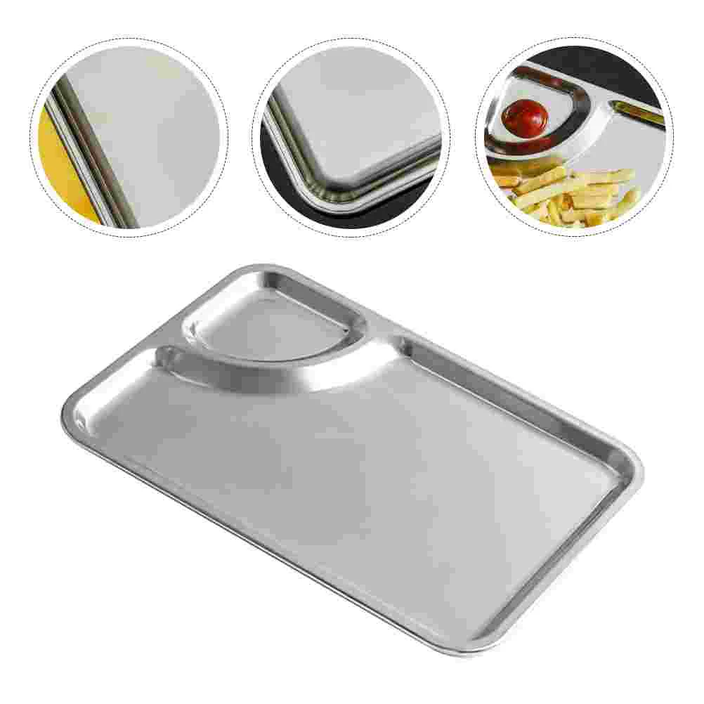 

Стандартная тарелка из нержавеющей стали с отделением для соуса, 2 шт., Сервировочная тарелка с держателем для соуса, чипсы и тарелка для сал...