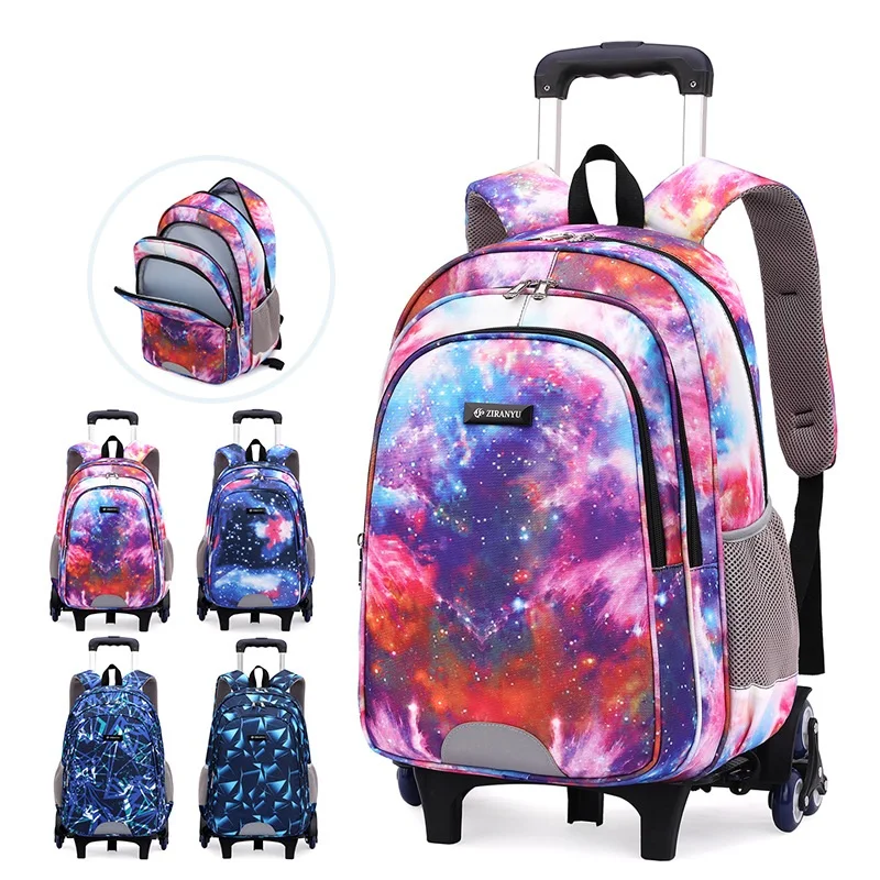 

School Bags with Wheels Kids Teenage Boys Girls Large Trolley Schoolbag Orthopedic Wheeled Backpacks Book Bag;mochila Infantil