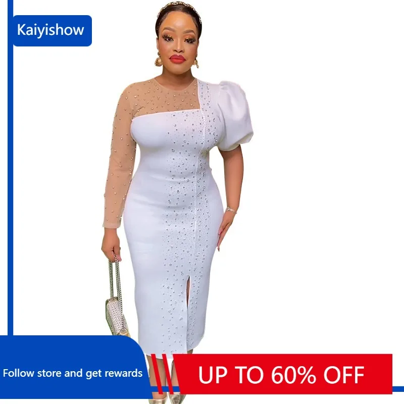 

Asymmetrical Design Blue Bodycon Dress for African Women Elegant Lady Wedding Evening Party Dresses Plus Size Mesh Clothing