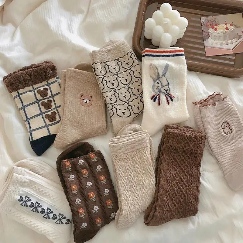 new-vintage-lolita-socks-set-cartoon-butterfly-middle-tube-calzini-da-donna-funny-cute-girl-autunno-fashion-kawai-winter-socks