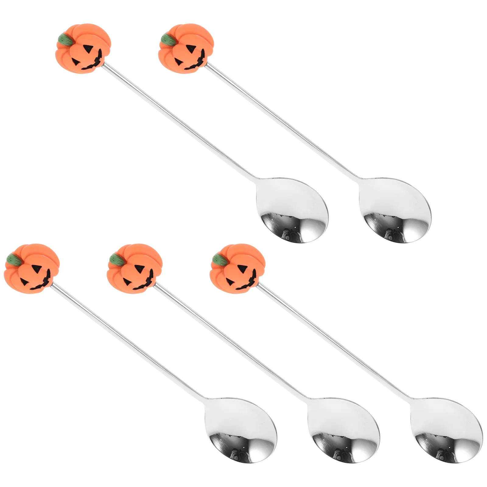 

6 Pcs Halloween Pumpkin Spoon Coffee Scoop Cocktail Stainless Steel Spoons Dessert Household Cake Tableware